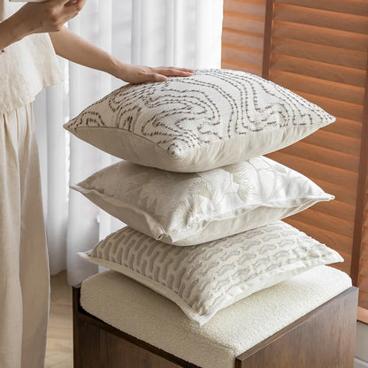 Creamy Simple Throw Pillowcase