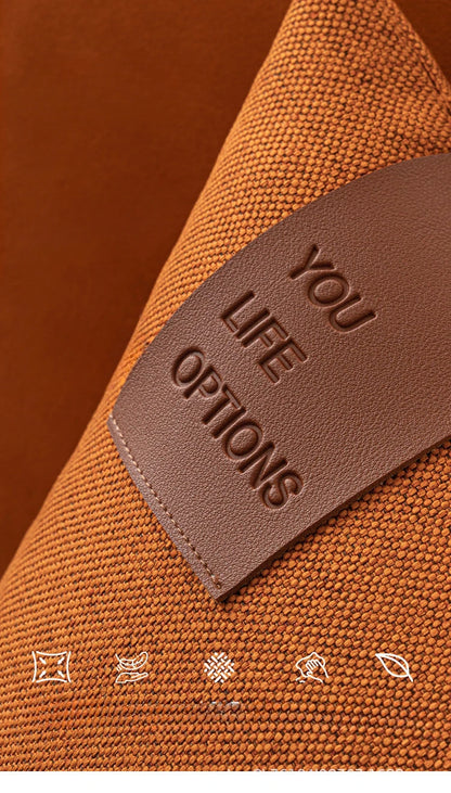Leather Label Pillow Cover