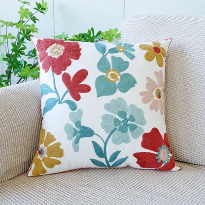 Blue Cute & Floral Throw Pillow Cover