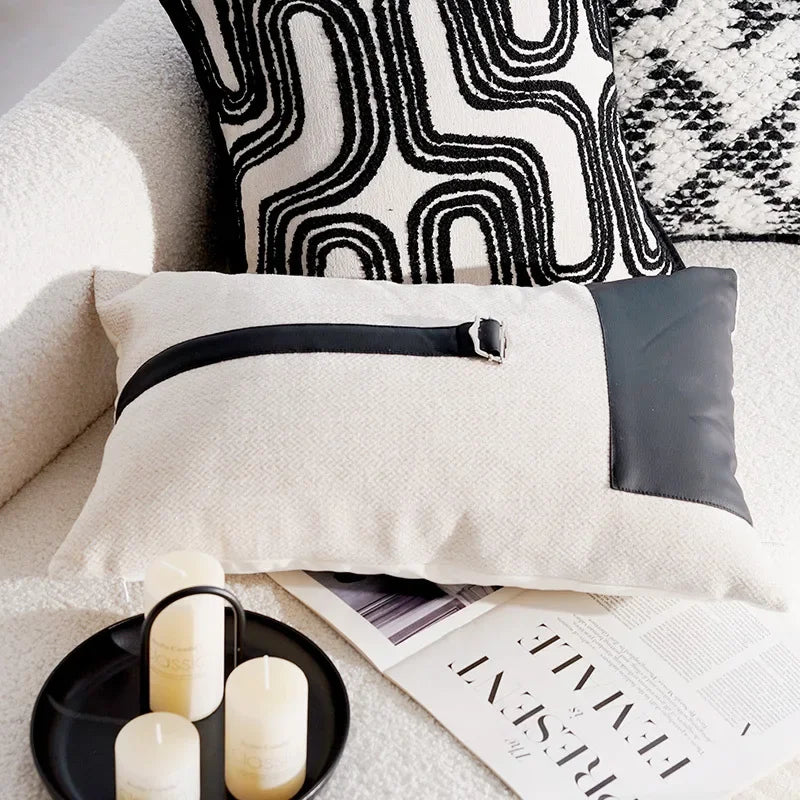 French Retro Black/White Pillow Cover