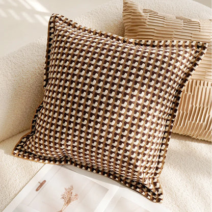 Brown Cream Throw Pillow Cover