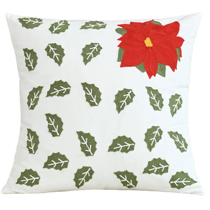 Embroidered Christmas Atmosphere Throw Pillowcase
