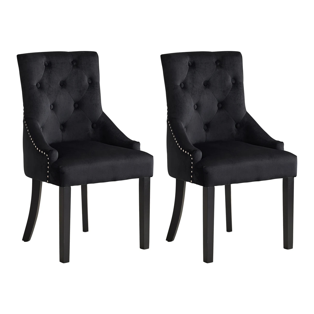 BonChoice Velvet Dining Chairs with Knocker Studded Black Legs