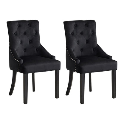 BonChoice Velvet Dining Chairs with Knocker Studded Black Legs