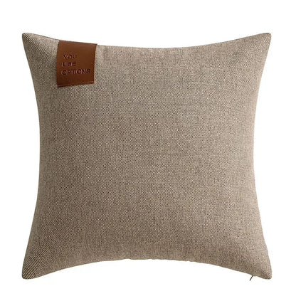 Leather Label Pillow Cover