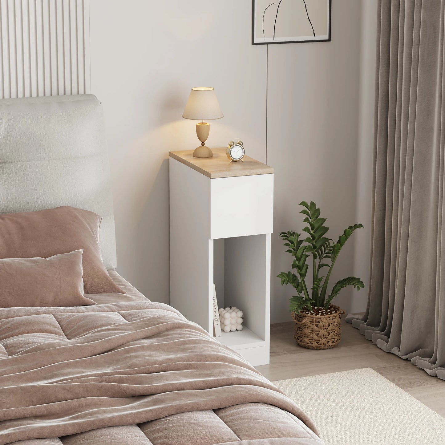 Modern Slim Tall Bedside Table