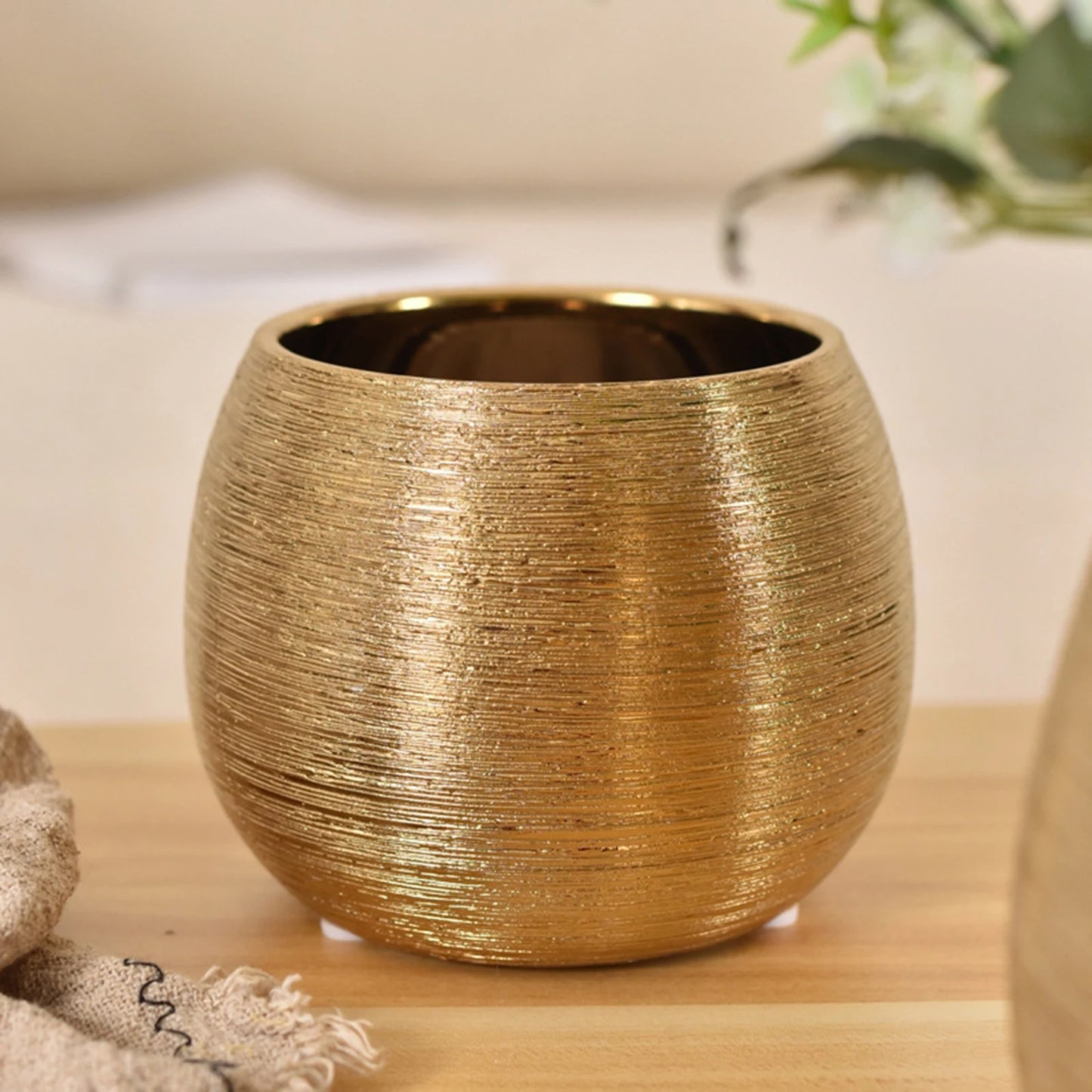 Brushed Golden Flower Pot
