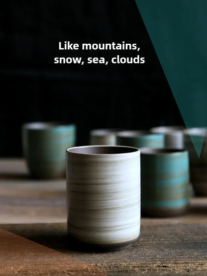 Hand-Painted Crackle Glaze Stoneware Mug