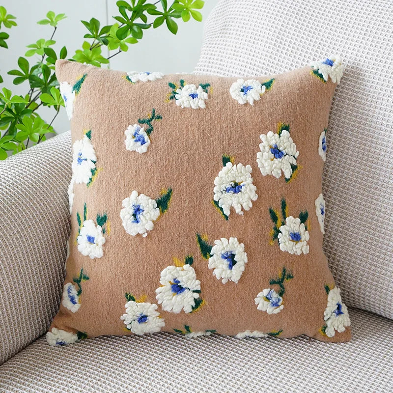 Pastoral Style Camellia Throw Pillow Cover
