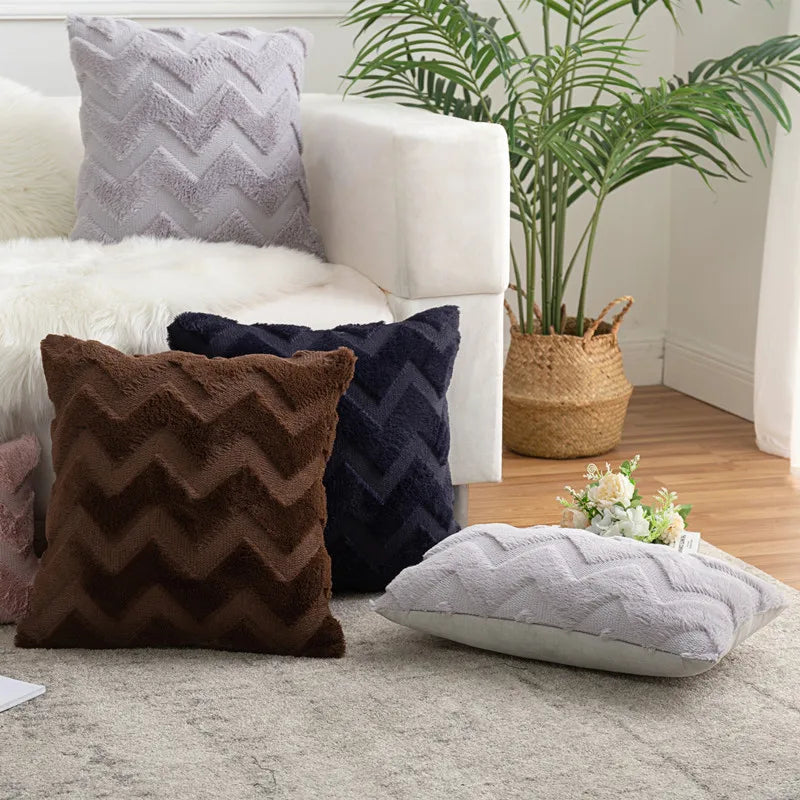 Wave Pattern Plush Throw Pillow