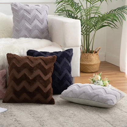 Wave Pattern Plush Throw Pillow