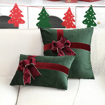 Embroidered Christmas Atmosphere Throw Pillowcase