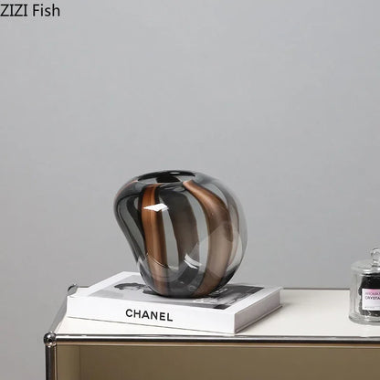 Colored Striped Glass Vase