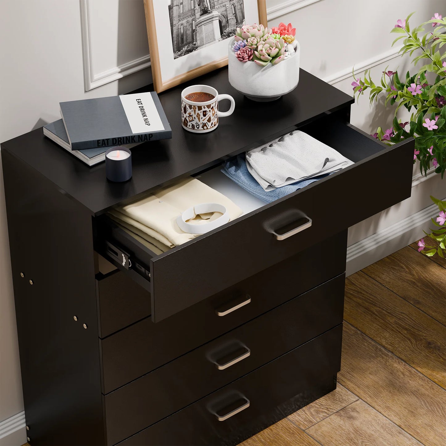 5 Drawer Wood Cabinet Dresser