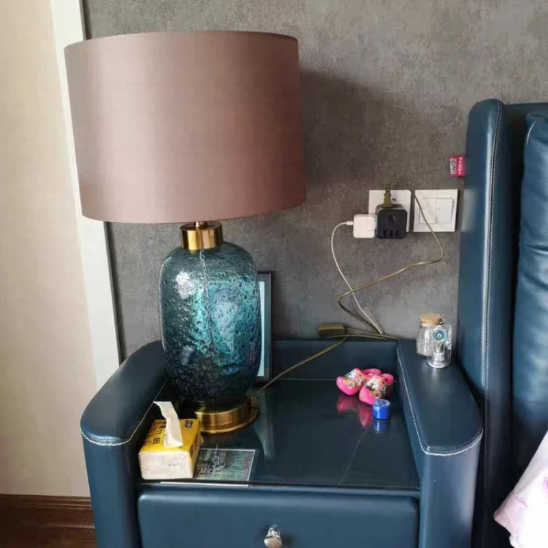 SANDYHA Blue Glass Desk Lamp