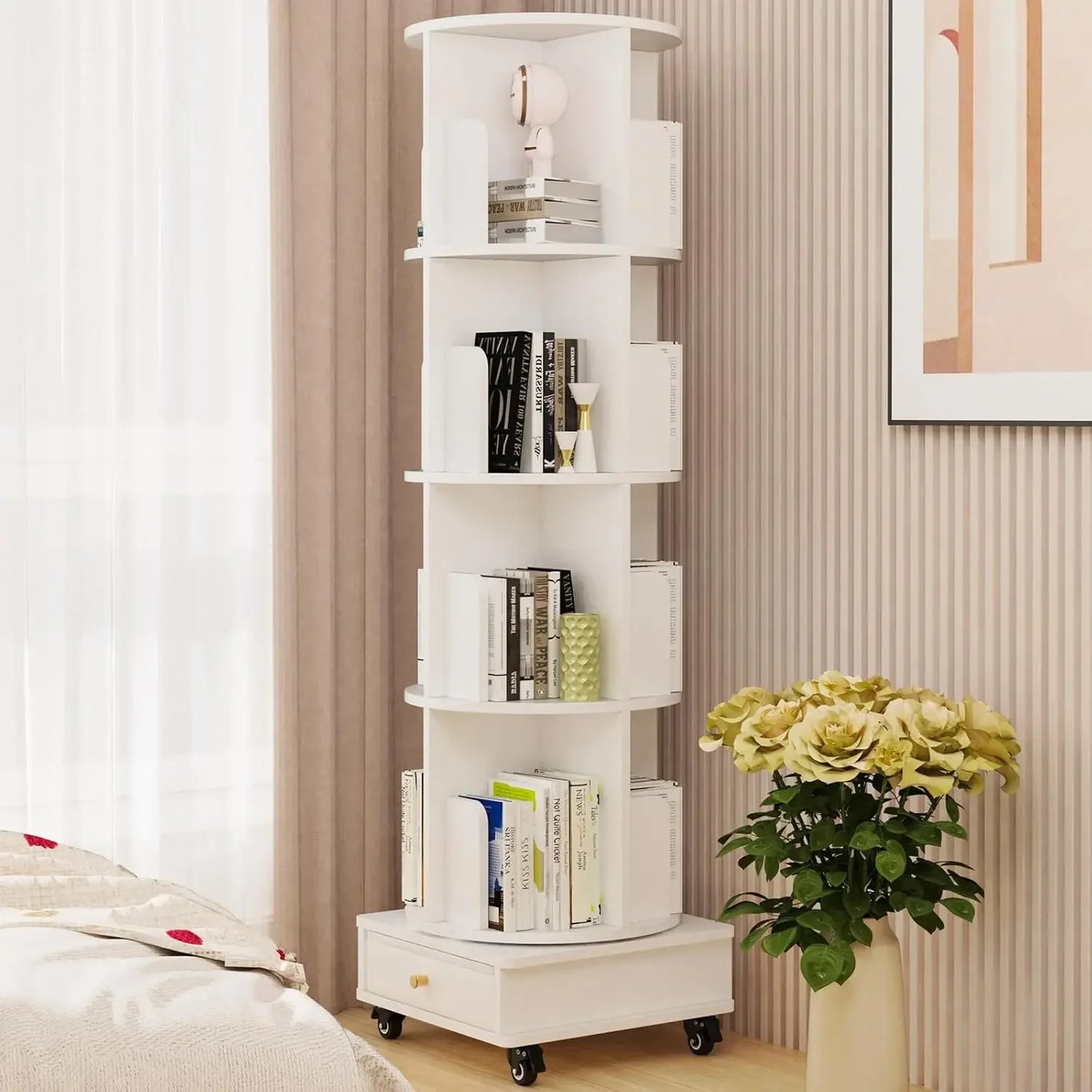 Wooden 4-layer Corner Bookshelf