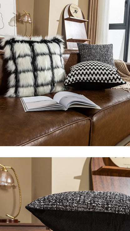 Checkerboard Stamping Throw Pillow Cover