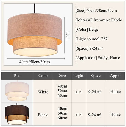 Double Linen Pendant Light