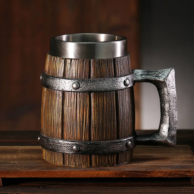 Wooden Barrel Beer Mug