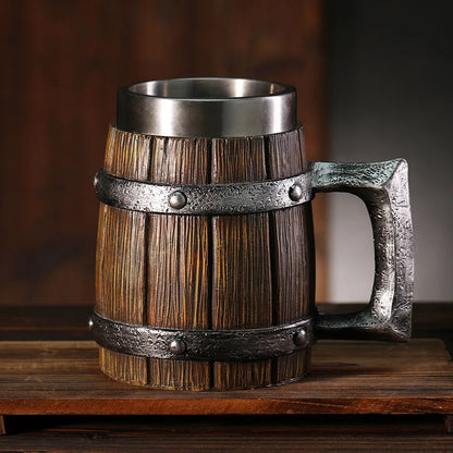 Wooden Barrel Beer Mug