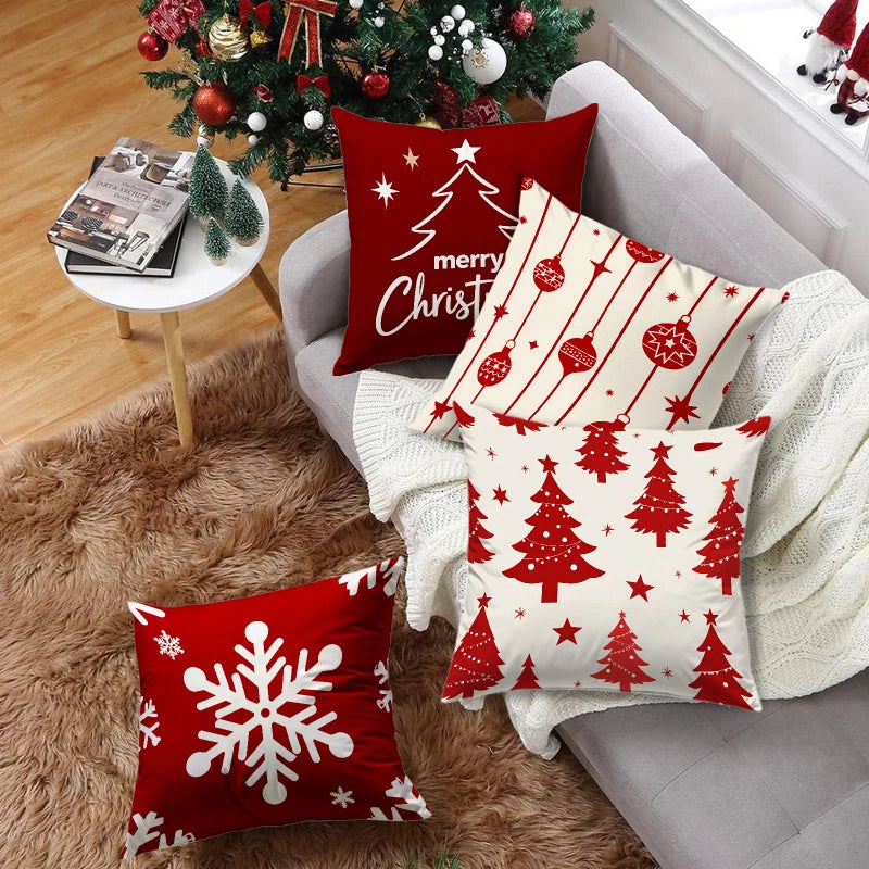 Christmas Tree Snowflake Print Pillowcase