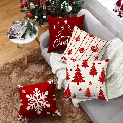 Christmas Tree Snowflake Print Pillowcase