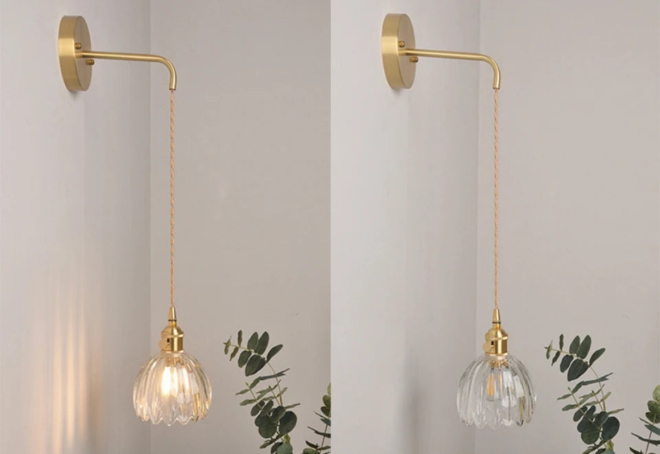 Retro Flower Style Glass Wall Lamp