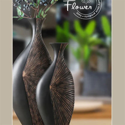 Vertical Black Resin Vase