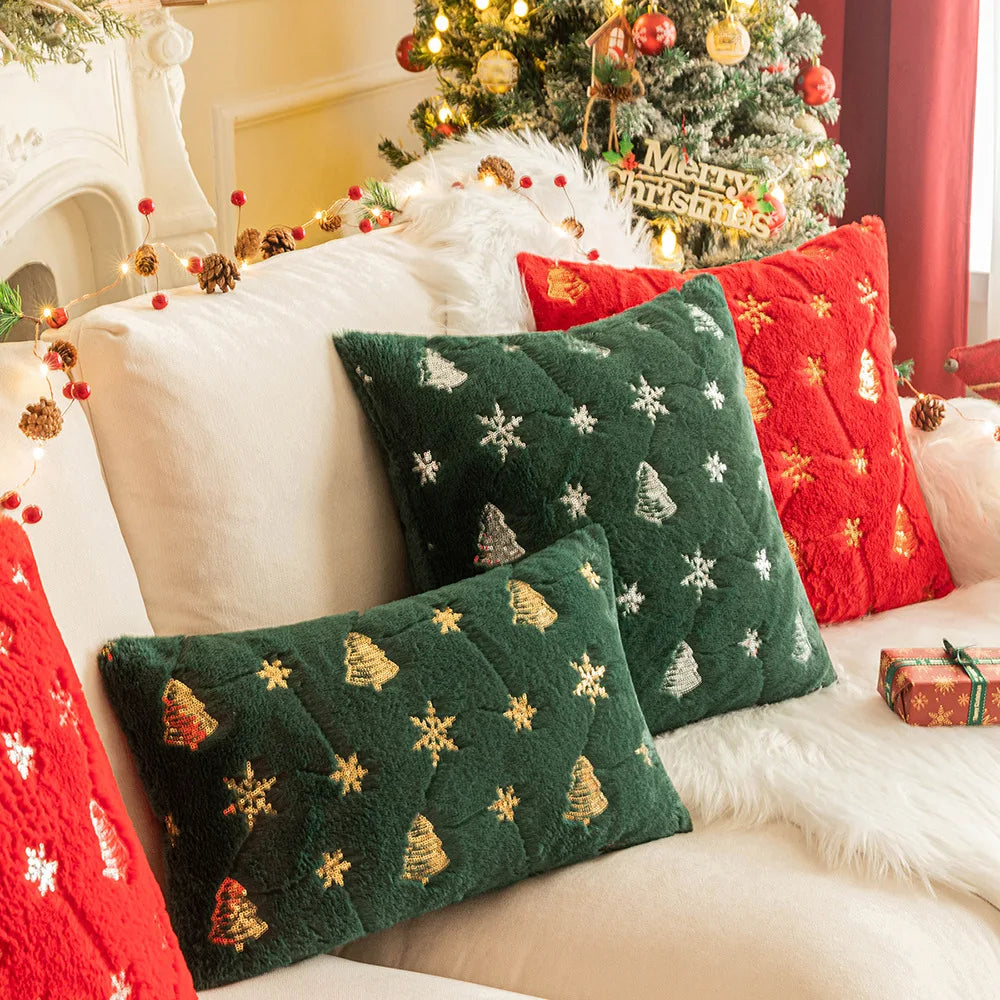 Sparkling Snowflake Christmas Throw Pillow Cover