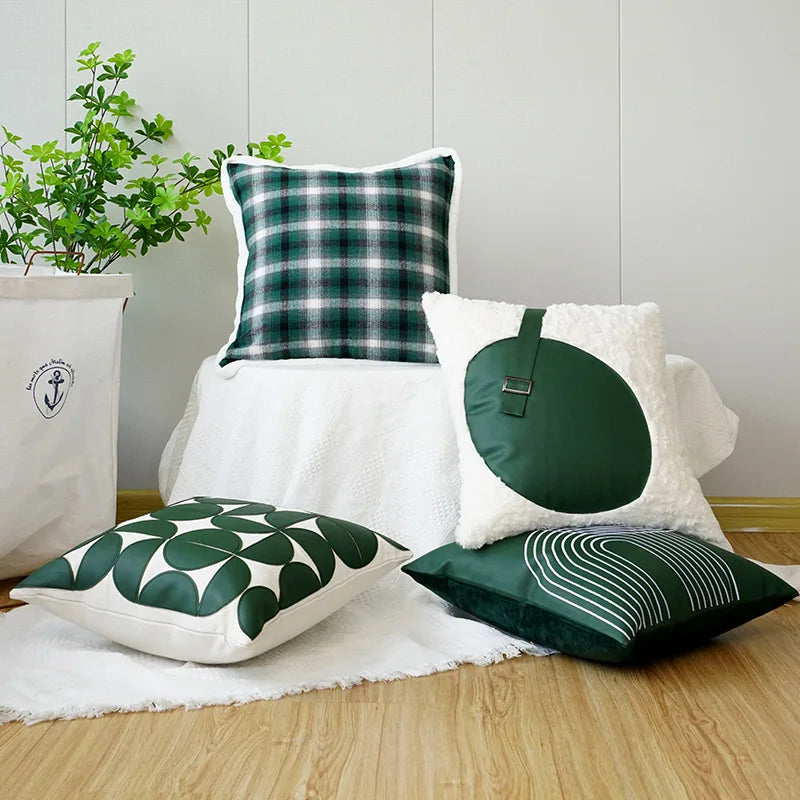 Luxury Green Stamping Throw Pillow Cover