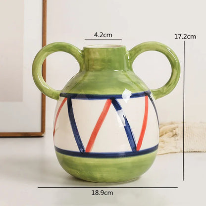 Double Ear Ceramic Vase