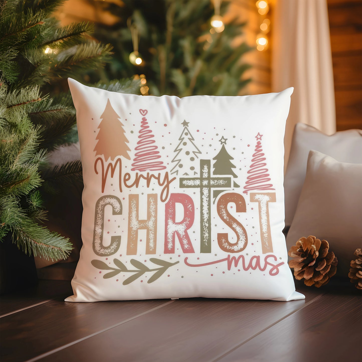 Merry Christmas Decorative Pattern Pillow Cover