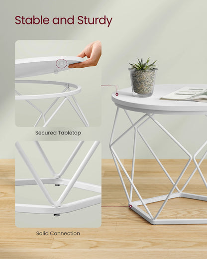 VASAGLE Round Coffee Table, Set of 2