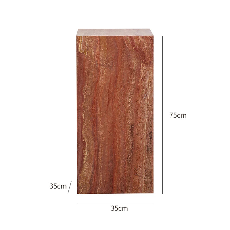 Red Travertine Sculpture Display