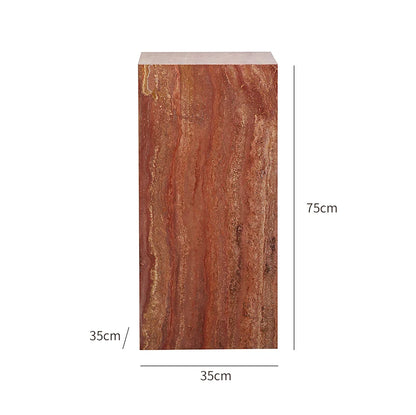 Red Travertine Sculpture Display