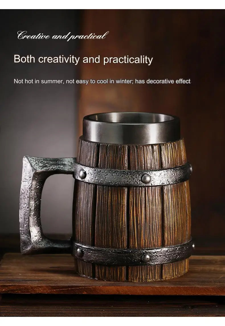 Wooden Barrel Beer Mug
