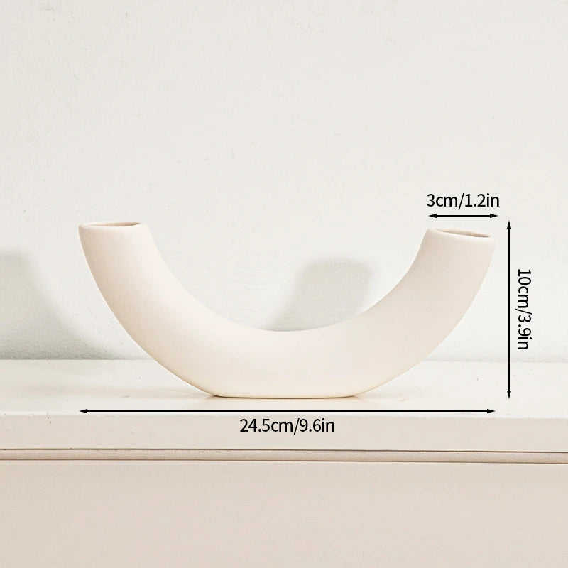 White Ceramic  Decorative Vase