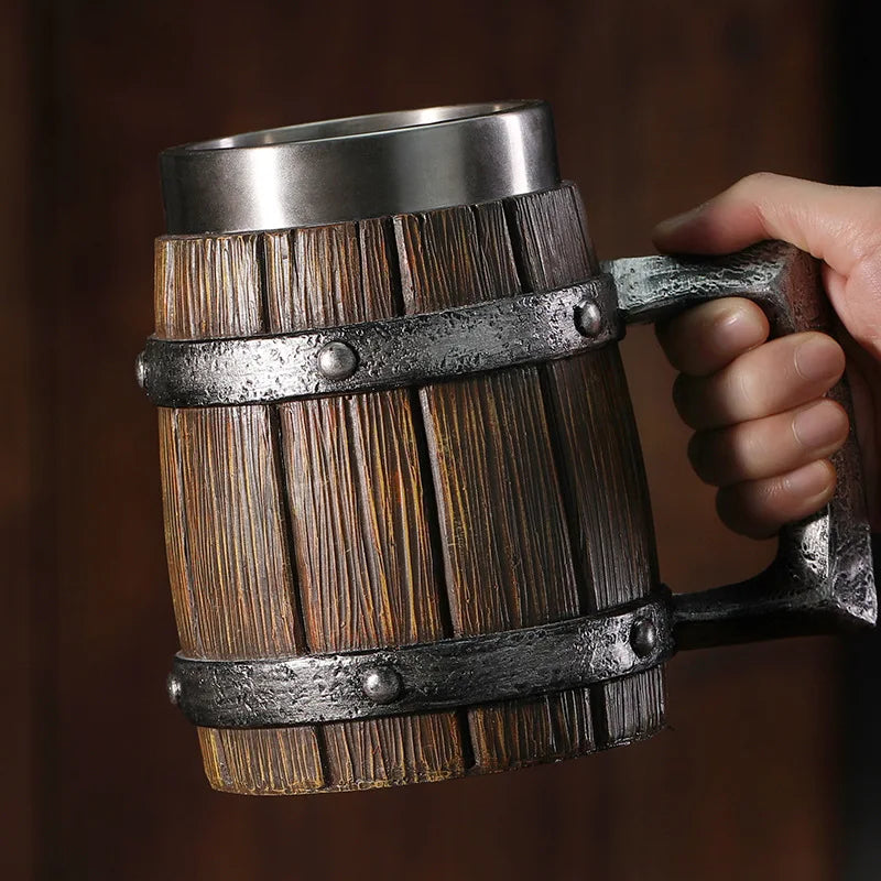 Wooden Barrel Beer Mug