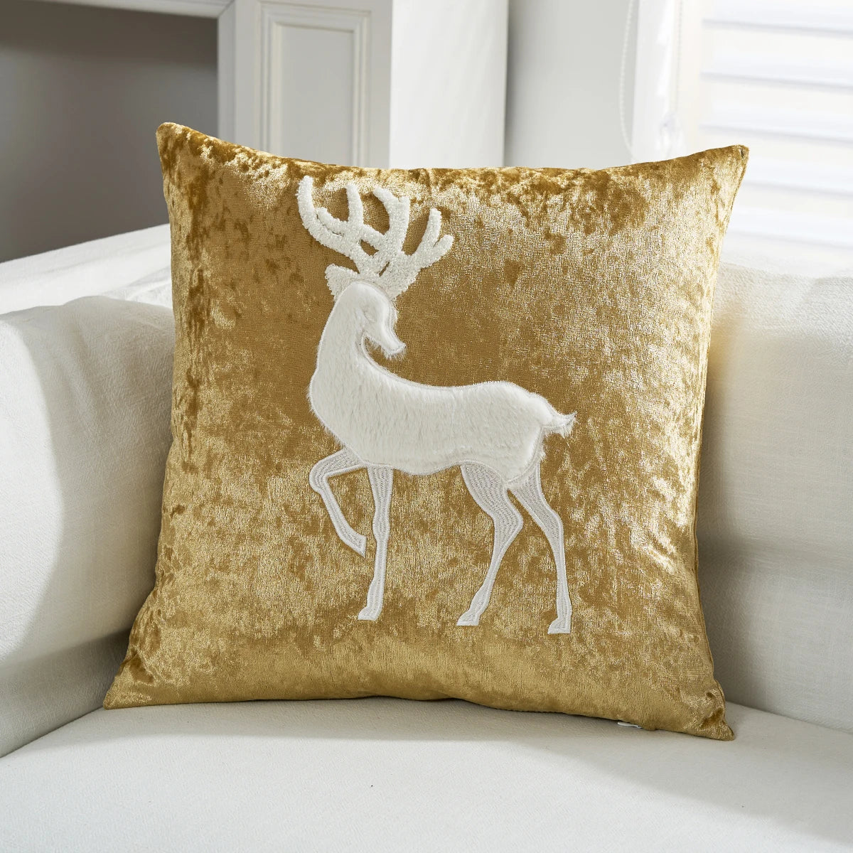 Christmas Gold Throw Pillow Cover
