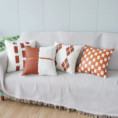 Orange Leather Throw Pillowcase