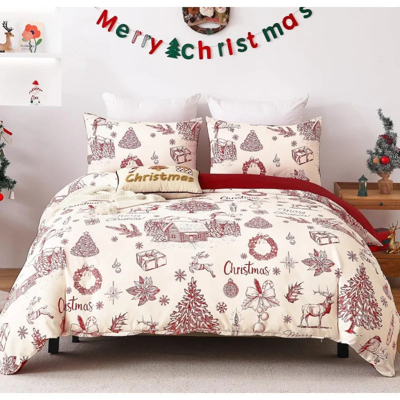 Christmas Duvet Covers Bedding 3 Pcs Set