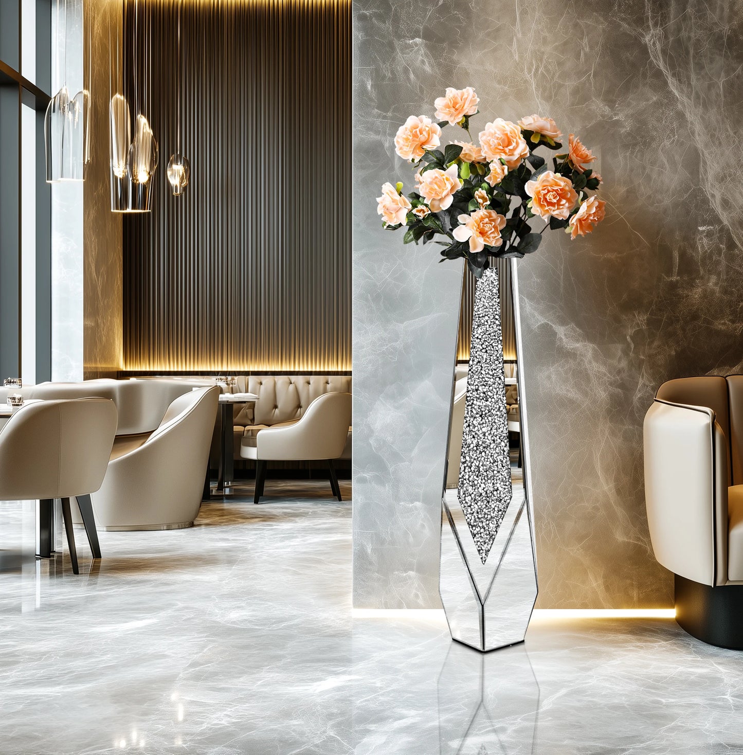 Crushed Diamond Glass Vase