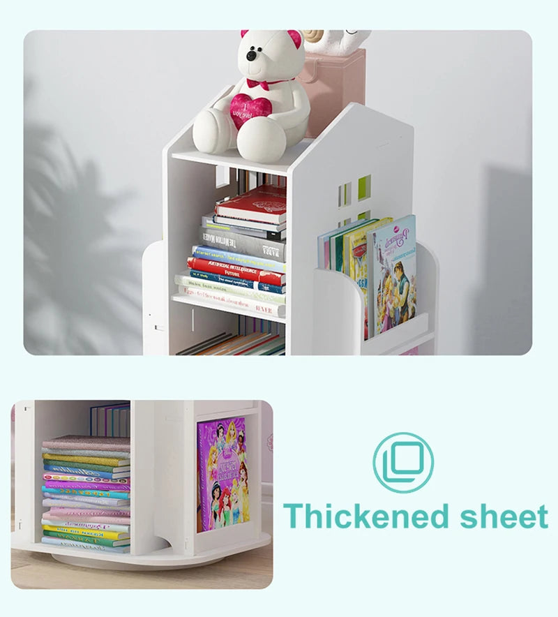 Kids' House Frame Rotating Bookshelf