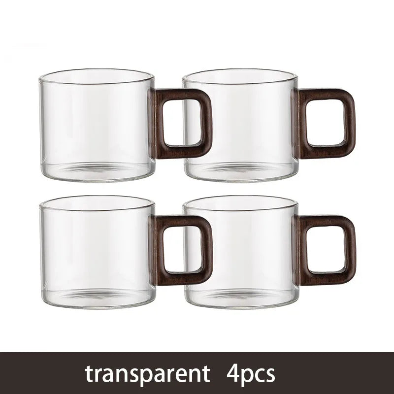 Glass Tea Cup With Walnut Handle