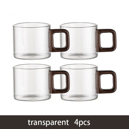 Glass Tea Cup With Walnut Handle