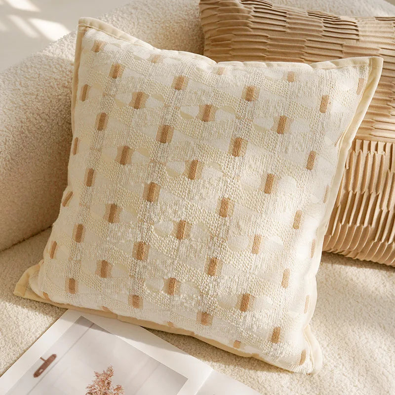Brown Cream Throw Pillow Cover