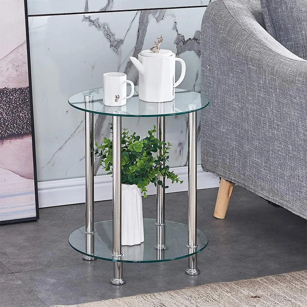 2-Tier Square/Round End Table