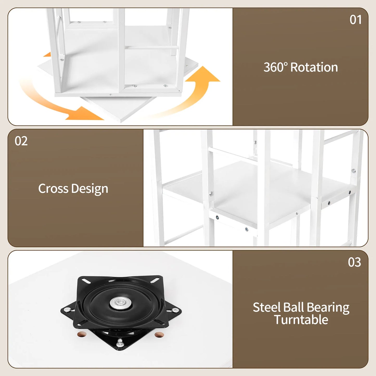 Rotating 4-Storey Square Bookshelf