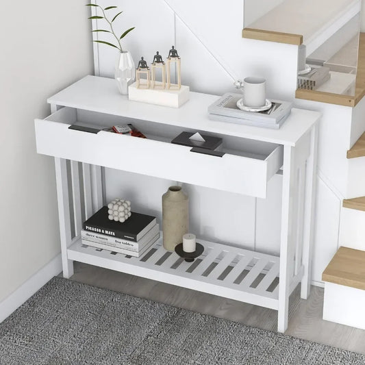 Modern Wood Entryway Table with Drawer