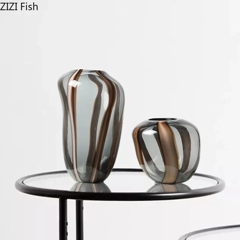 Colored Striped Glass Vase